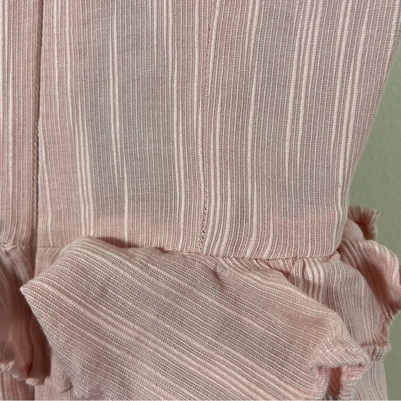 BCBGeneration Cocktail Mini Dress Textured Stripes Ruffle Pink Sz 0 Balletcore - Picture 7 of 13